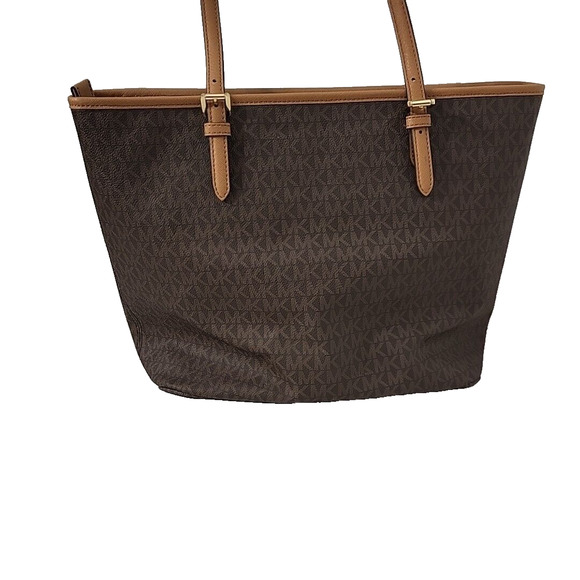 MICHAEL KORS Purse/Tote Brown Leather Logo Zipper Clouser Many Compartments NEW - Picture 4 of 9